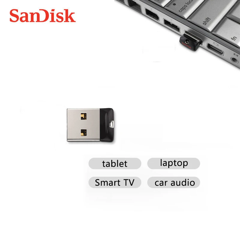 SanDisk Cruzer Fit CZ33 супер мини USB флеш-накопитель 16 ГБ 32 ГБ 64 ГБ USB 2,0 флеш-накопитель флеш-карта памяти флешки U диск