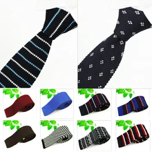 Популярные модные тонкий трикотажный галстук 5,5 см Полосатый сплошной Вязаные Галстуки