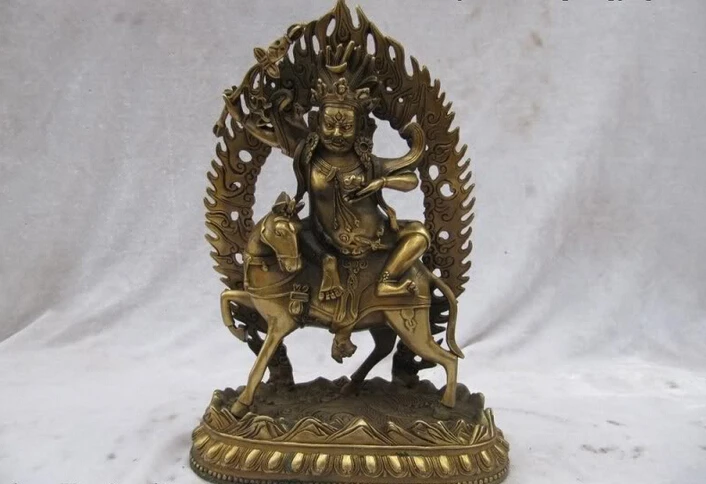 

150624 S2133 13" Tibet Buddhism classical Brass Buddha Ride on Horse