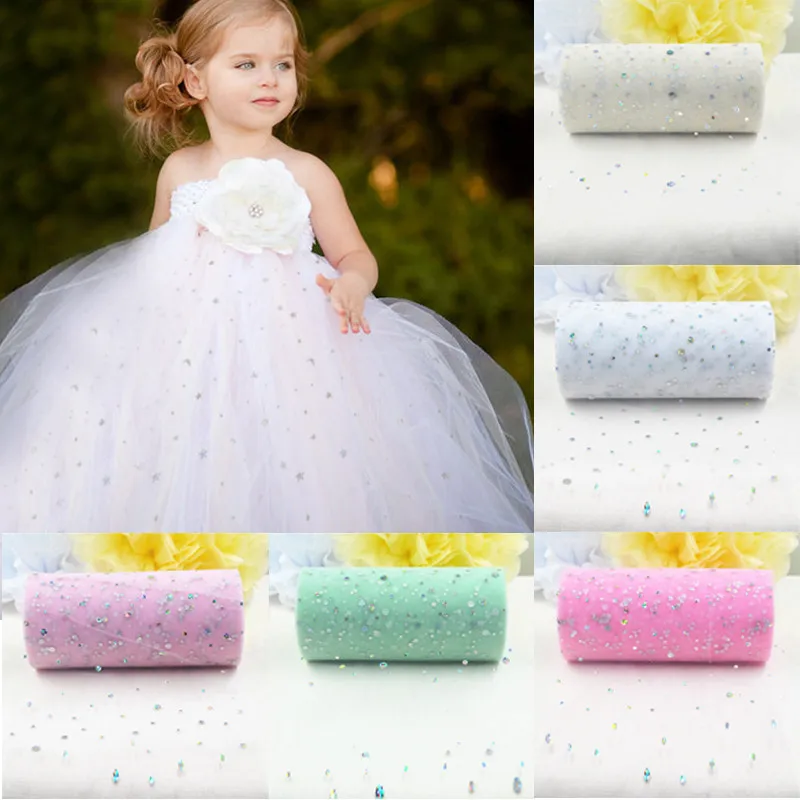 50CM Glitter Sequin Tulle Roll Tutu Fabric Wedding ...