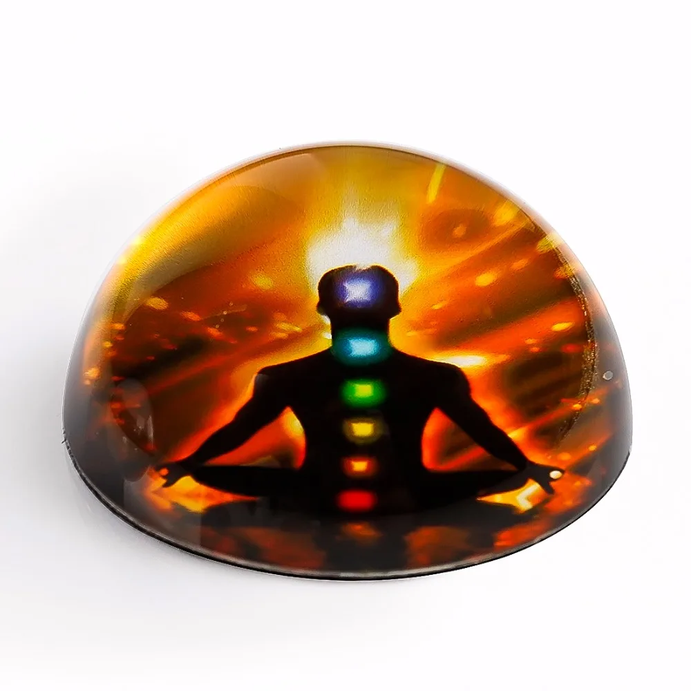

H&D 3inch Crystal Chakra Muladhar Semi Sphere Healing Crystals Half Ball Paperweight Yoga Chakra Souvenir Gifts Home Decor