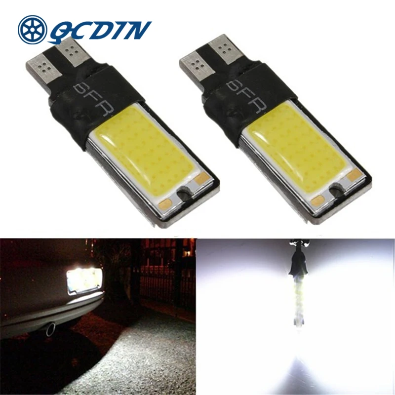 

QCDIN 4Pcs Car Clearance Signal Lights T10 W5W 194 168 6W LED COB Car Side Lamp Wedge Light Bulb White 12V Car Signal Lamp