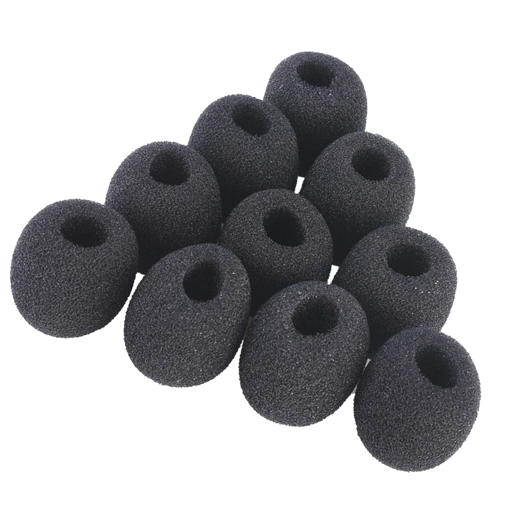 

10Pcs Mini Microphone Windshield Clip-on Headset Condenser Mic Windmuff Protector Black 18mm