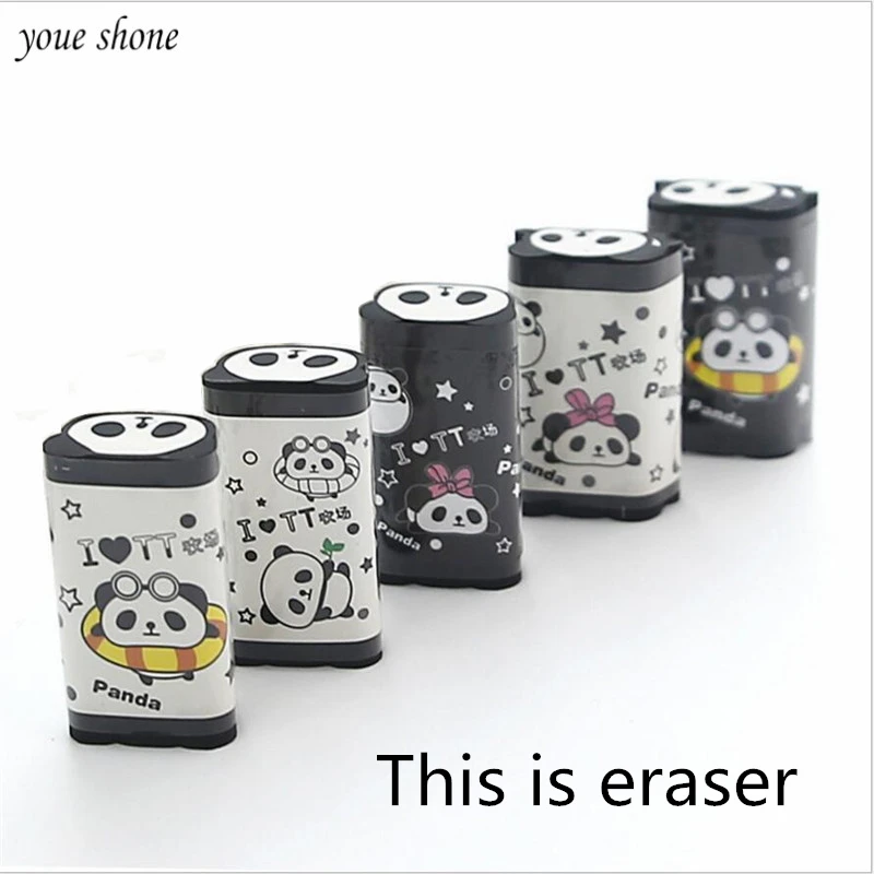 1PCS Cartoon Cute Panda Style Eraser Super Clean Panda Head Rubber Eraser For School Student