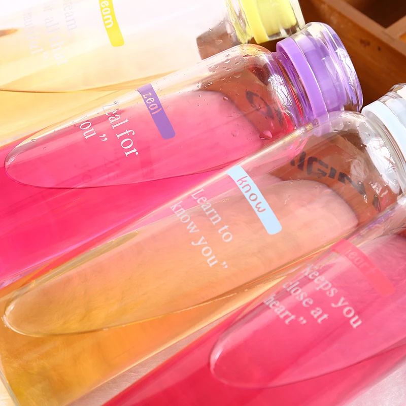 JOUDOO 4 цвета 420 мл стеклянная бутылка для воды краткое прозрачное покрытие портативная тонкая бутылка для воды эко Тур Дамская чашка 35