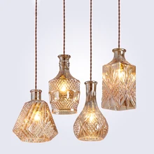 Moderno E Minimalista Do Vintage Garrafa De Vinho Pingente Luzes CafeRoom/Bar Decoração Única Lâmpada Pingente de Vidro Lâmpadas de Iluminação Interior E27