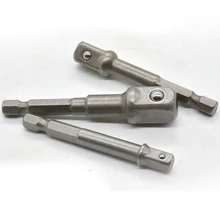 1pcs Chrome Vanadium Steel Socket Adapter Hex Shank to 1/4″ 3/8″ 1/2″ Extension Drill Bits Bar Hex Bit Set Hand Tools