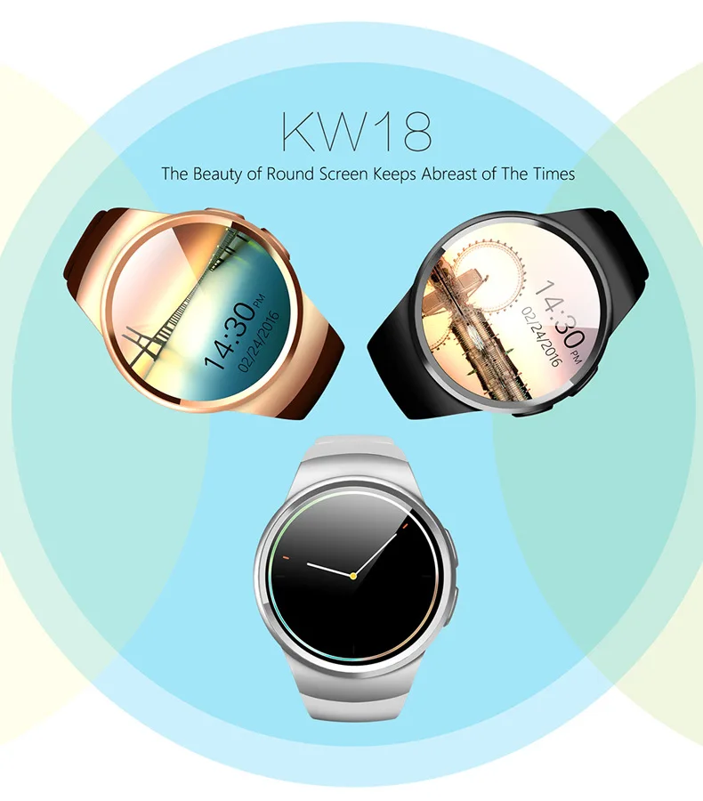 Outdoor Sports WIFI Smart Watch Phone Waterproof SIM Card Android IOS GPS Heart Rate Monitor Smartwatch Bracelet KW18