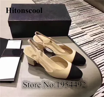 

Sexy Women Pumps Cut Out Round Toe High Heels Genuine Leather Women Dress Party Shoes Woman Nude Black Mixed Color Ladies Shoes