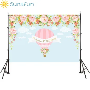 

Sunsfun 7x5ft Princess Backdrop Baby Shower Flower Fire Balloon Birthday Invitation Celebration 220x150cm