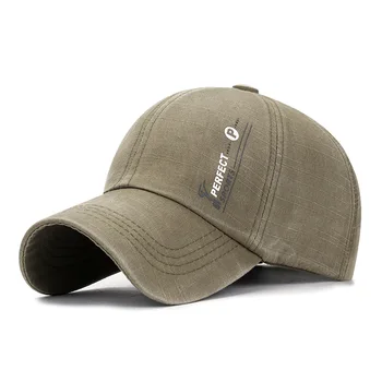 

Men's Spring and Autumn Washed Cotton Baseball Cap with Printing logo Letter Curved bill Distressed Vintage Dad Hat Adjustable