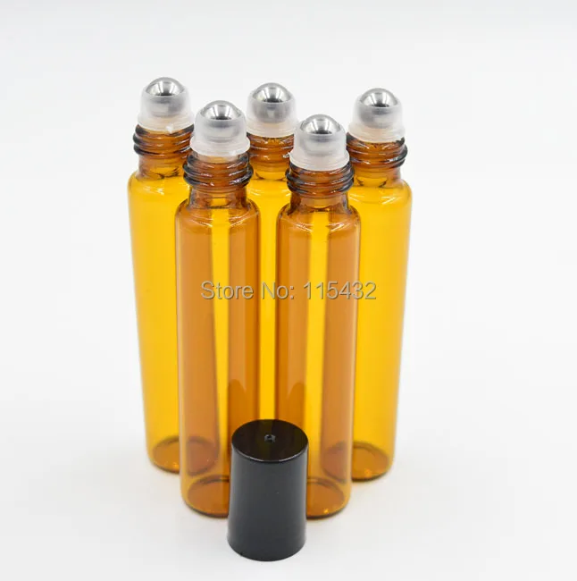 10ml ROLL ON GLASS BOTTLE Amber brown Fragrances ESSENTIAL OIL Metal Roller Ball 300PCS/LOT Wholesale By DHL/Fedex Free Ship | Красота и