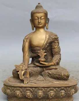 

10" China Tibet Buddhism Temple Bronze Menla Medicine Buddha medical God Statue R0707 (B0328)