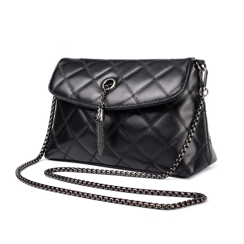

Latest Fashion Women Good Striped Pu Leather Matel Chain Single Shoulder Bag Street E Lady Evening Hand Bag Clutch H-1319