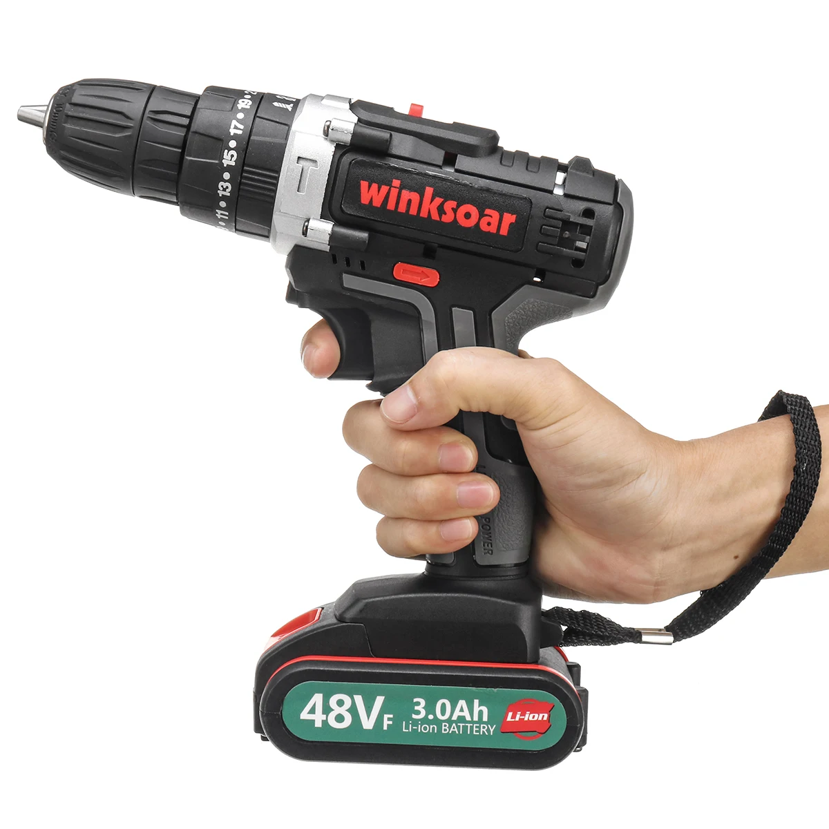 2-speed 48VF Cordless Electric Screwdriver Impact Drill 25+1 Torque Rechargeable Battery Electric D
