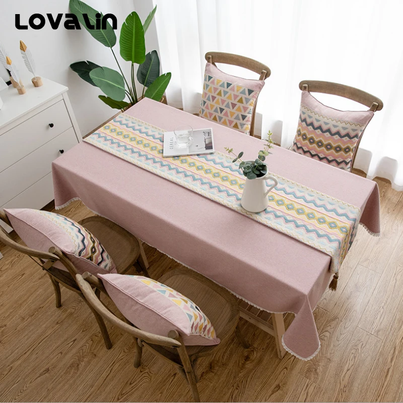 Details about   Handmade Tassled Cotton Linen Table Runner Modern Simple Solid Color Table Flag 