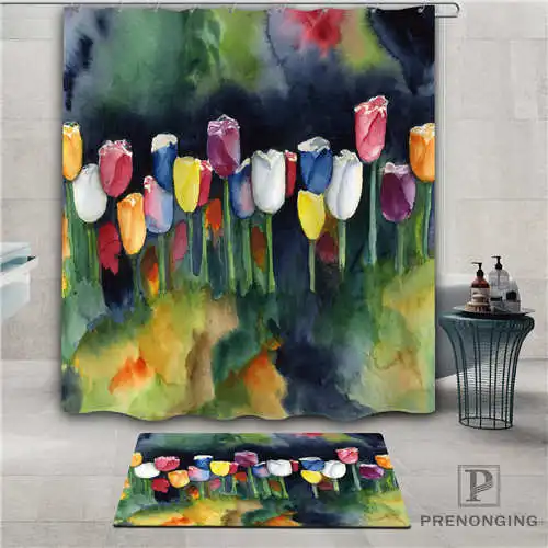 Пользовательские Tulips_Flowers (1) Водонепроницаемый душ Шторы коврик для дома Ванна Ткань полиэстер для ванной разные размеры #2019-1-05-43