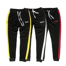 Мужские спортивные штаны, повседневные мужские спортивные штаны с отстрочкой, спортивные классические брюки с полосками по бокам для бодибилдинга