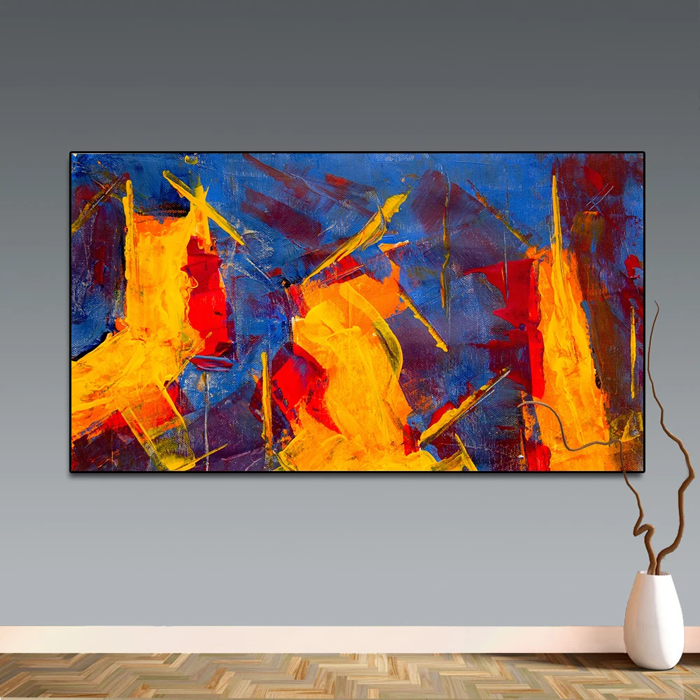Posters and Prints Wall Art Picture Abstract Yellow Red Blue Canvas Oil