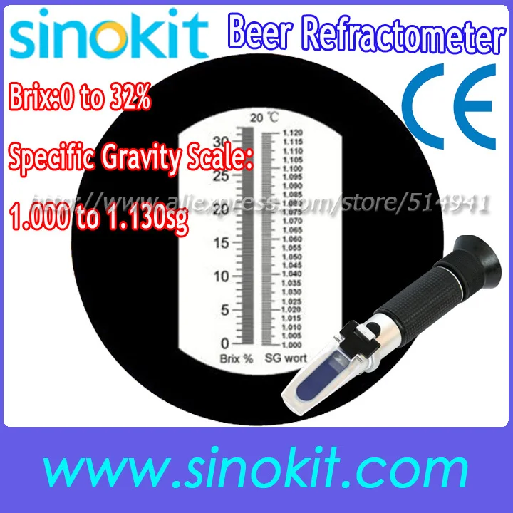 Brix 0 to 32 Brix; Specific Gravity Scale 1.000 to 1.130sg Beer