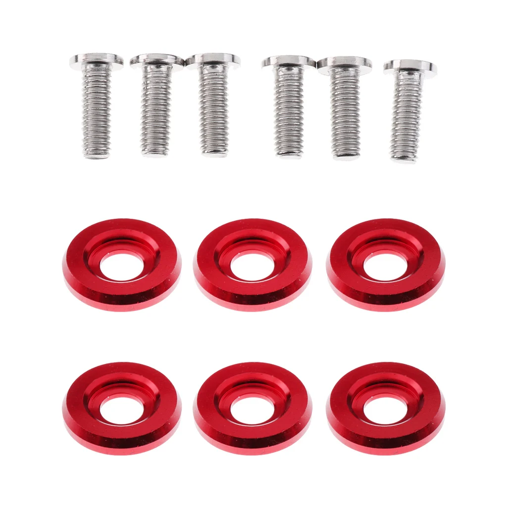 6 Sets Car Aluminum Fender Bumper Washer Bolt Engine Bay Screw Kit High Strength Corrosion Resistant