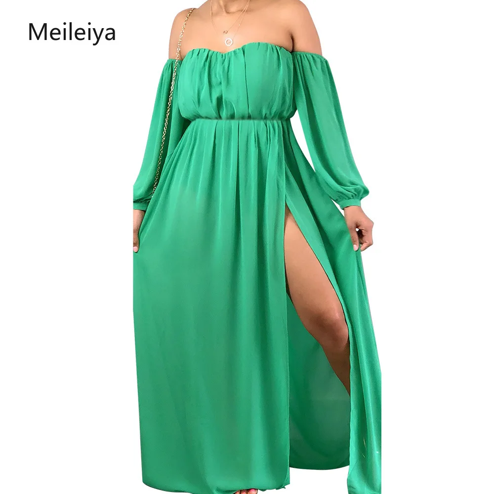 

Women's New Beach Green Triangle Lining Double Wrapped Chest Irregular Dress 2019 Summer Sexy Strapless High Slit Dress