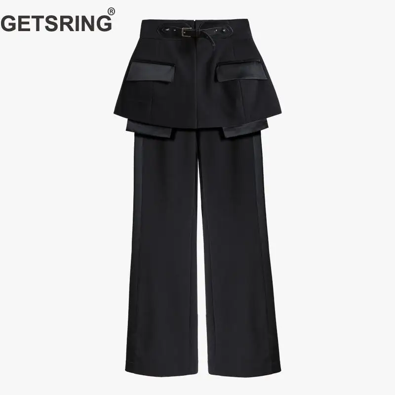 

GETSRING Women's Sets High Waist Long Straight Pants With Wide Waistband Two Piece Set All Match Women Sets Clothes Spring 2019