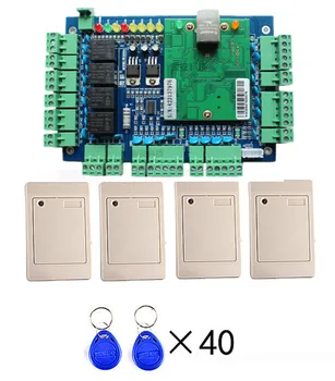 

Network web Access 4 Door Access Control Board + 4X RIFD Card Reader + 40 Pcs Keyfobs For Access Control System
