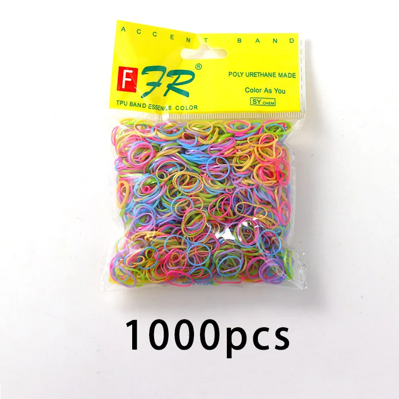 Colour 17 200/1000 шт милые цветные кольца для девочек, Одноразовые эластичные резинки для волос, резинка для хвоста, резинки для волос, Детские аксессуары для волос - Цвет: Colour 17