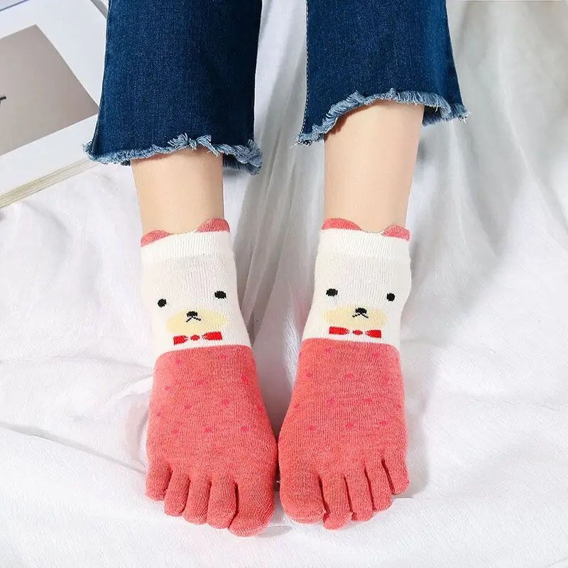 Animal Soft Cotton Low Cut Ankle Socks Breathable Toe Socks Cute Women ...