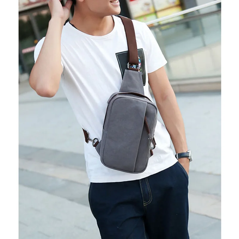 Buy Men Canvas Sling Bag Zipper Crossbody Single