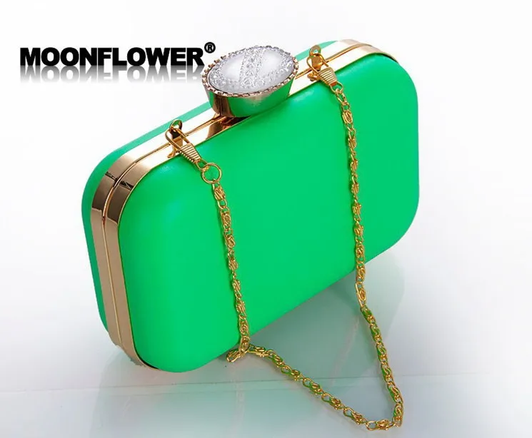 Luxy Moon вечерние сумки новые женские конфетные цвета клатч горячие свадебные клатчи кристальная застежка Свадебная милая сумочка на цепочке сумки YW19 - Цвет: Green