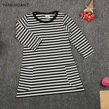 TANGUOANT/Новые весенние платья для девочек; детское платье в полоску; детское Повседневное платье с длинными рукавами; Детские платья для девочек