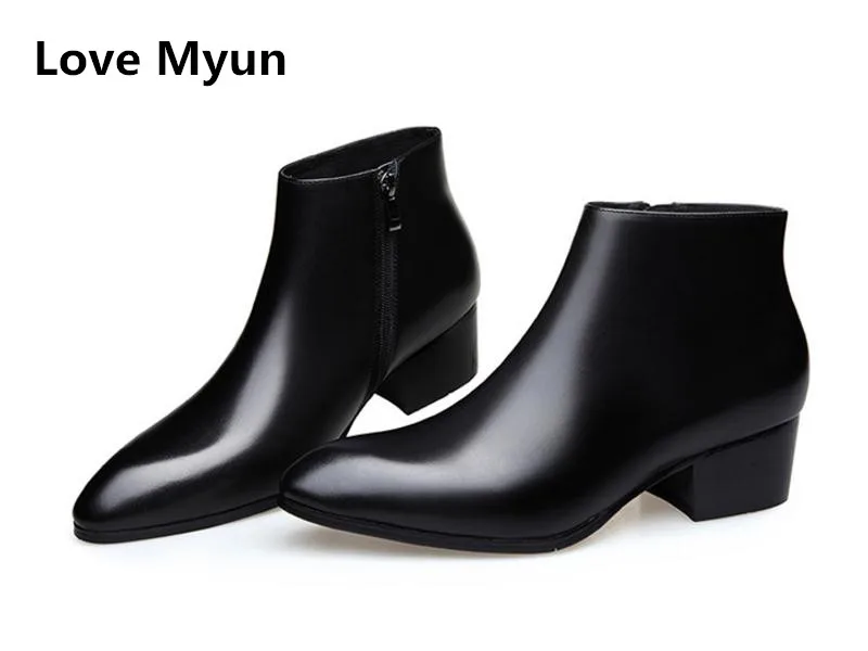 Plush inside inside Short Genuíno Novos Dos Fivela Inverno Trabalho No Escritório Couro Leather Plush Outono Alto Inside Botas Homem Salto Homens Tornozelo De Carreira Moda Sapatos CgpnSB