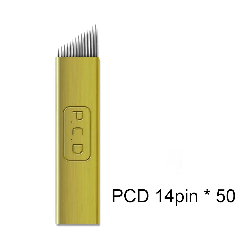 50pcs PCD 14 Pin Permanent Makeup Eyebrow Tatoo Blade Microblading Needles For 3D Embroidery Manual Tattoo Pen Machine | Красота и