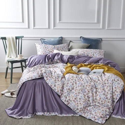Винтажный цветочный набор пододеяльников для пуховых одеял с птицами, много цветов, шелковистый Комплект постельного белья из египетского хлопка, простыня, подушка, shams queen King size - Цвет: bedding set 6