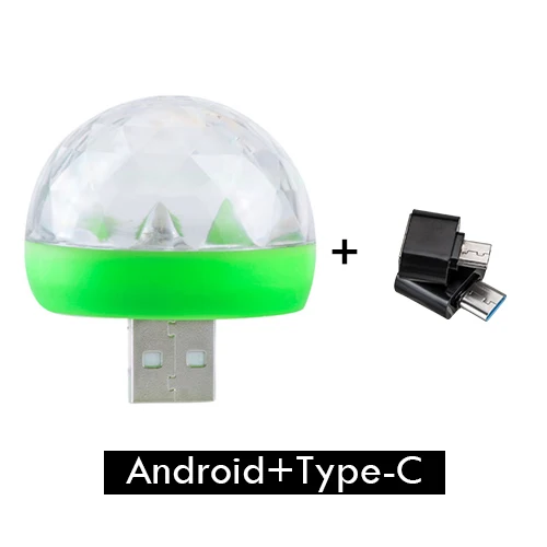 EeeToo USB диско шар светильник светодиодный портативный звук вечерние светильник s DC 5 В кристалл магический шар красочный эффект мини сценический светильник светильники диджея - Цвет: G Android Type-C
