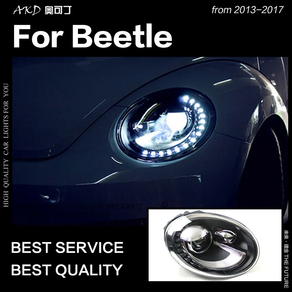 AKD автомобильный Стайлинг для VW Beetle фары 2013- Beetle светодиодный фары DRL HID фара ангел глаз биксеноновые фары аксессуары