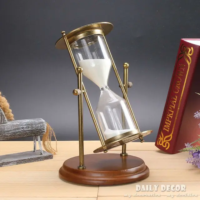Rotating 30 /15 minutes hourglass metal antique hour hourglass Flip