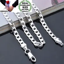 OMHXZJ,, модные, унисекс, вечерние, свадебные, подарок, серебро, 6 мм, Фигаро, цепочка, 925 пробы, серебряная цепочка, ожерелье, NC198