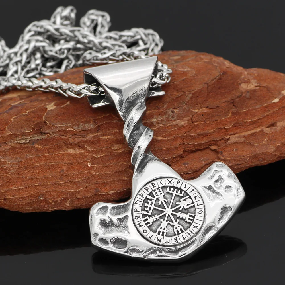 Мужской скандинавский Викинг Тор молоток vegvisir Mjolnir кулон ожерелье из нержавеющей стали с Valknut Rune подарочная сумка