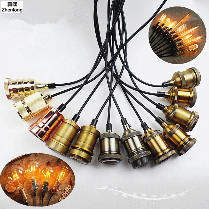 

Copper Base E27 Vintage Retro Edison Lamp Base Holder Pendant Bulb Light Screw Socket Retro Pendant Fittings Lustre Lampholders