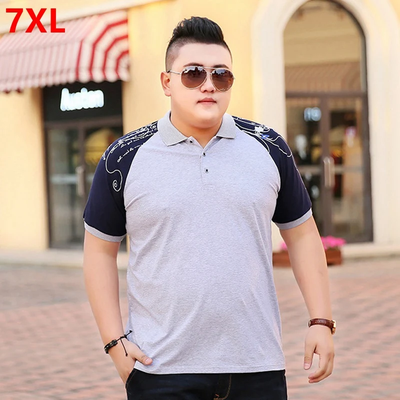 

Summer big size short-sleeved men's plus size 7XL loose tide men's thin clothes lapel