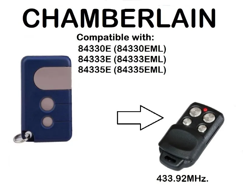 

CHAMBERLAIN 84330E, 84333E, 84335E, Compatible Remote Control 433.92MHz.