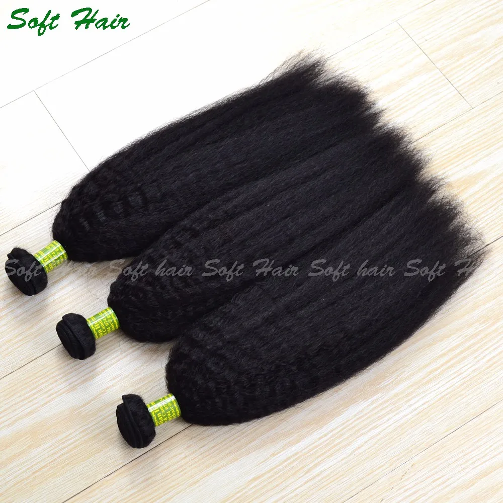 kinky straight mink brazilian virgin hair 100% human hair soft hair 3 bundles 7