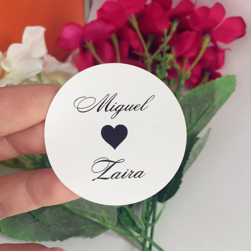 

White Round Scenery love Personalised Name date Label,Wedding bubble lips stickers envelop seals