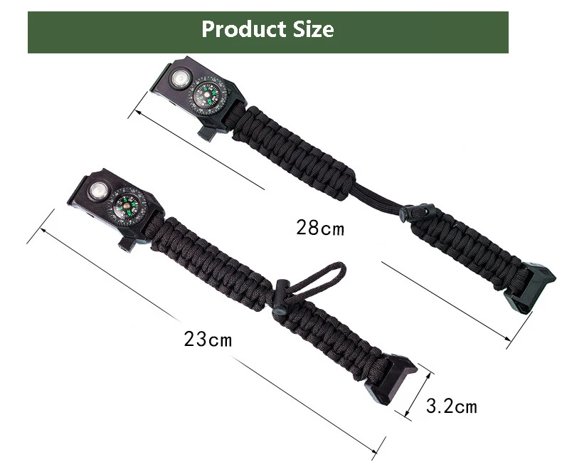 Военный браслет для выживания, регулируемый, унисекс, светодиодный, SOS, Паракорд, браслет, открытый, для кемпинга, спасательный, аварийный, веревка, плетеные браслеты