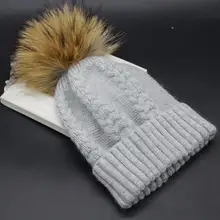 Чистая шерсть женские в полоску Зимняя Шерсть трикотажные шапочки помпонами шляпа конопли цветы шапочка теплая