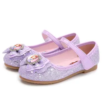 

New Fashion Kids Sandal Lovely Cartoon Sofia Princess Sandals Children Leather Flat Shoes For Girls Crystal Shoes