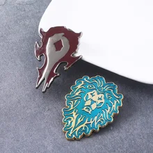 Game World of Warcraft Tribal Logo Pins Brooches Alliance Horde WOW Badge Brooch for Women Men Jewelry Gift fvip wow for the horde world of warcraft backpack school bags luminous backpacks tribe alliance nylon mochila galaxia